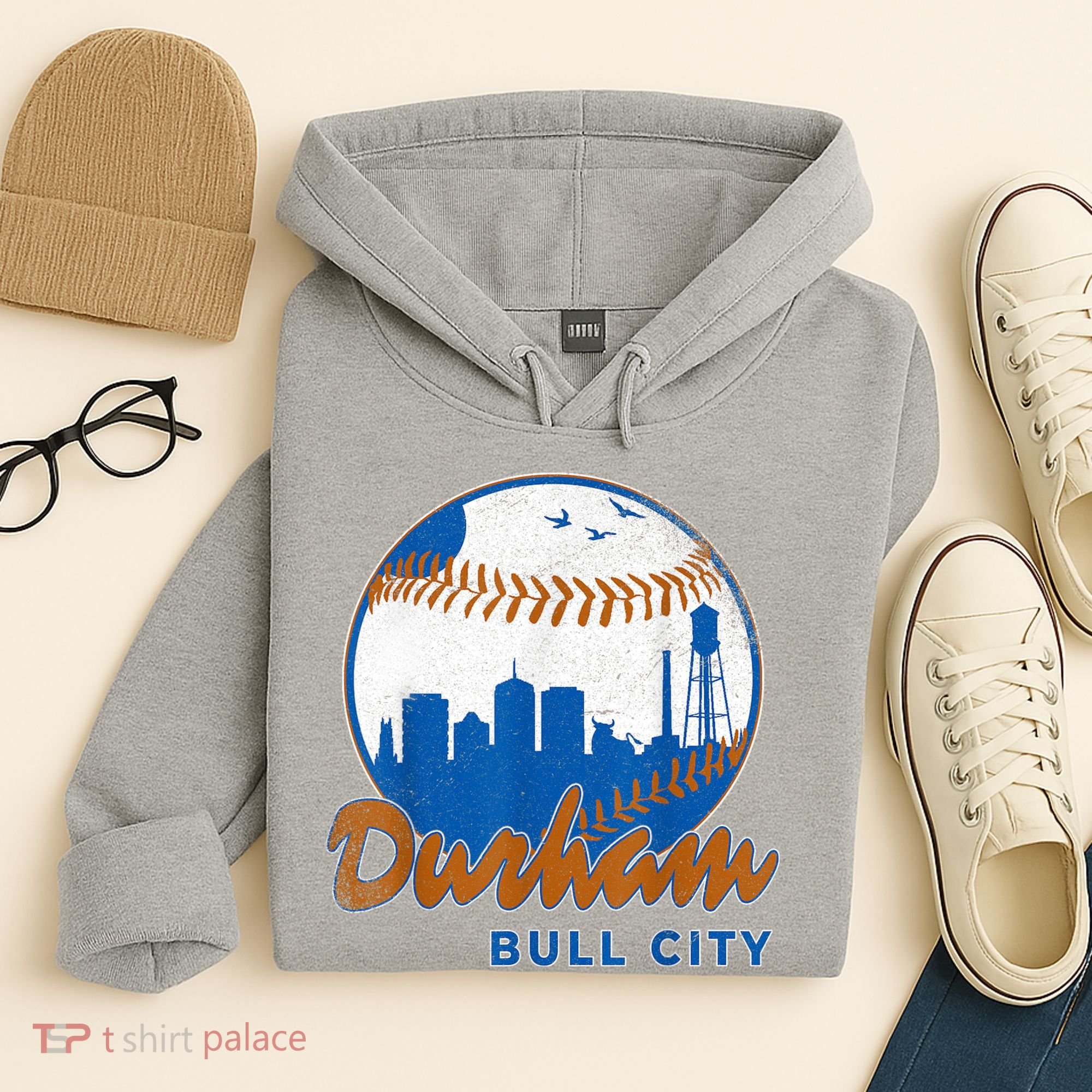 Durham Baseball Skyline Classic Bull City North Carolina Hoodie
