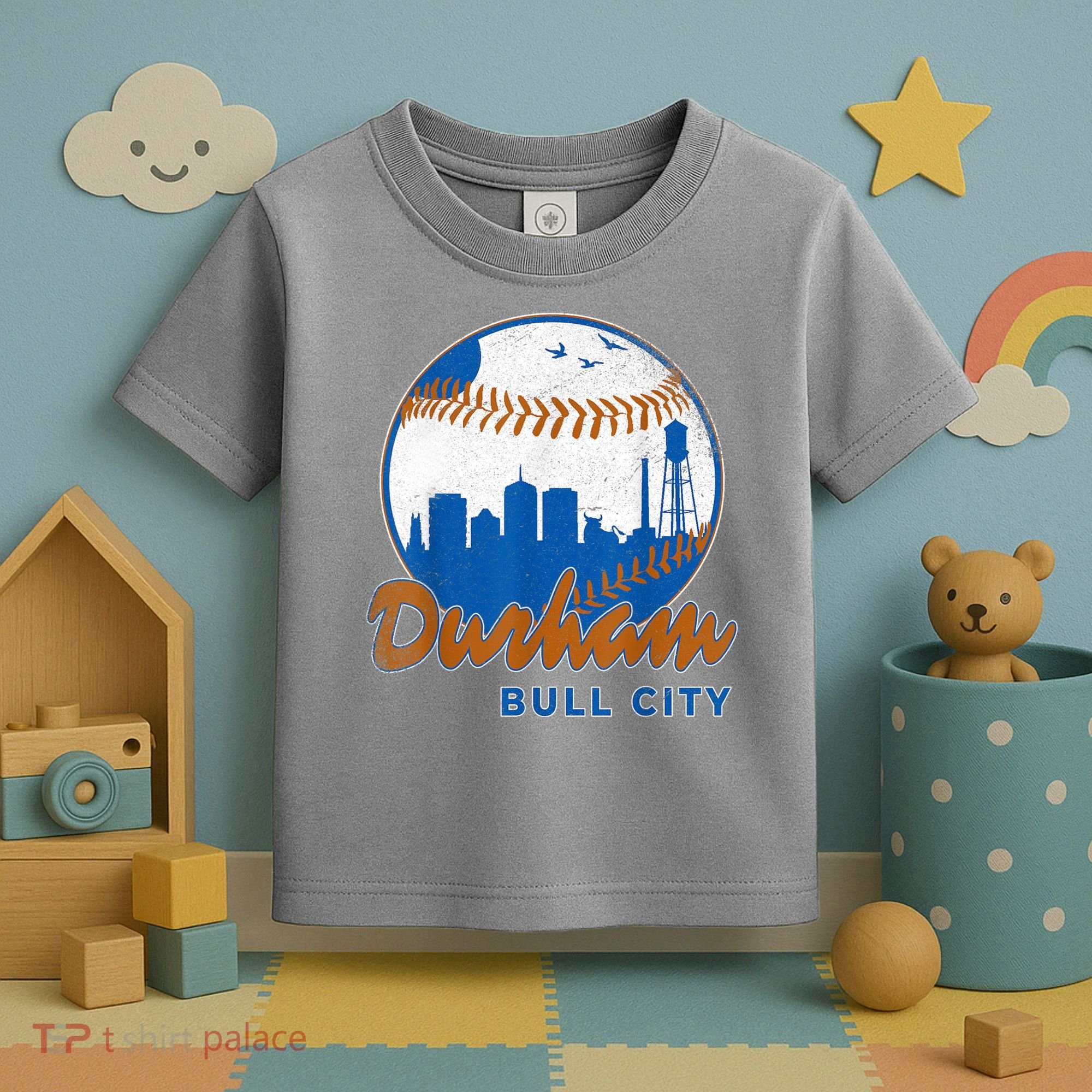 Durham Baseball Skyline Classic Bull City North Carolina Toddler T-Shirt