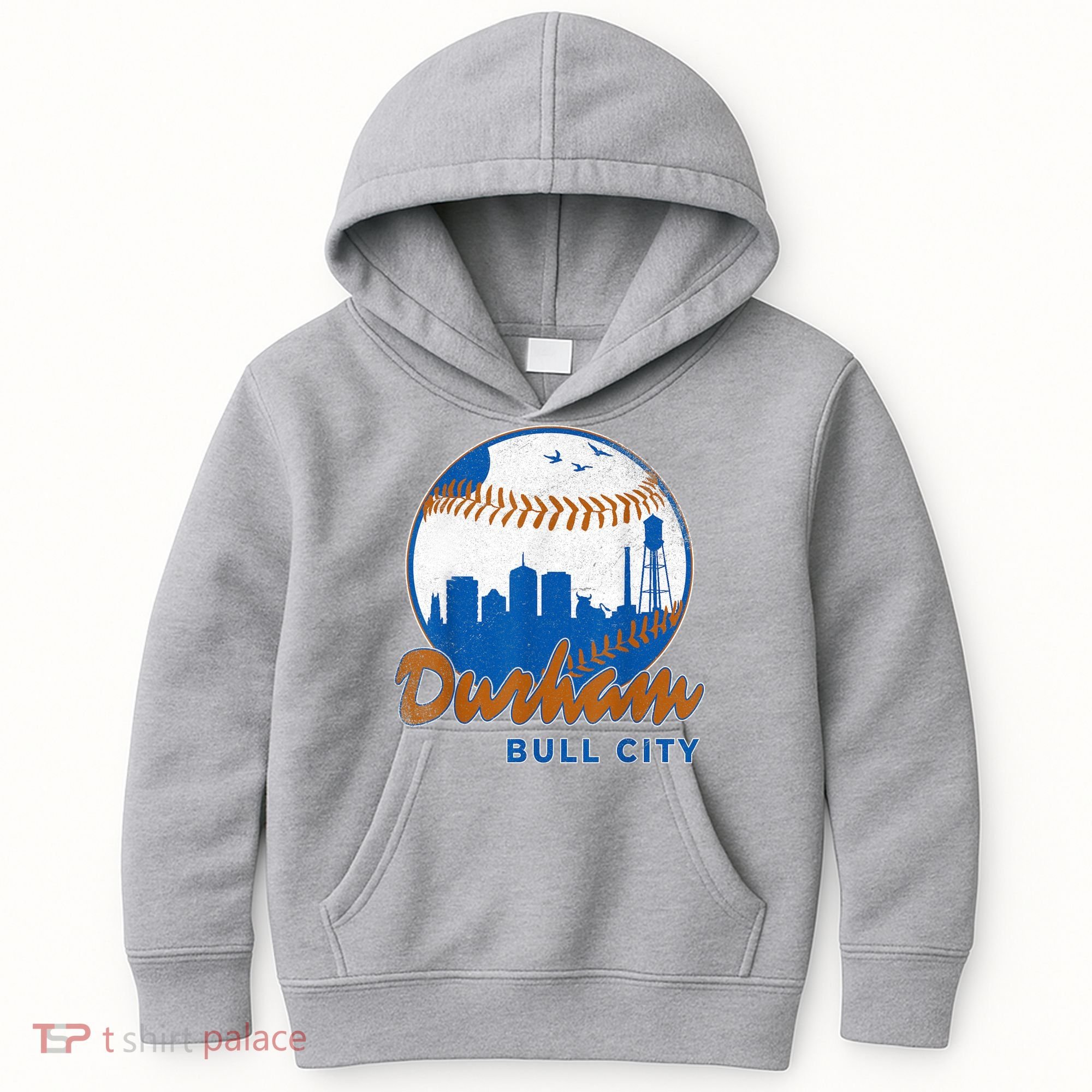 Durham Baseball Skyline Classic Bull City North Carolina Kids Hoodie