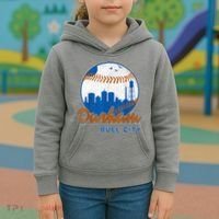 Durham Baseball Skyline Classic Bull City North Carolina Kids Hoodie thumb 3