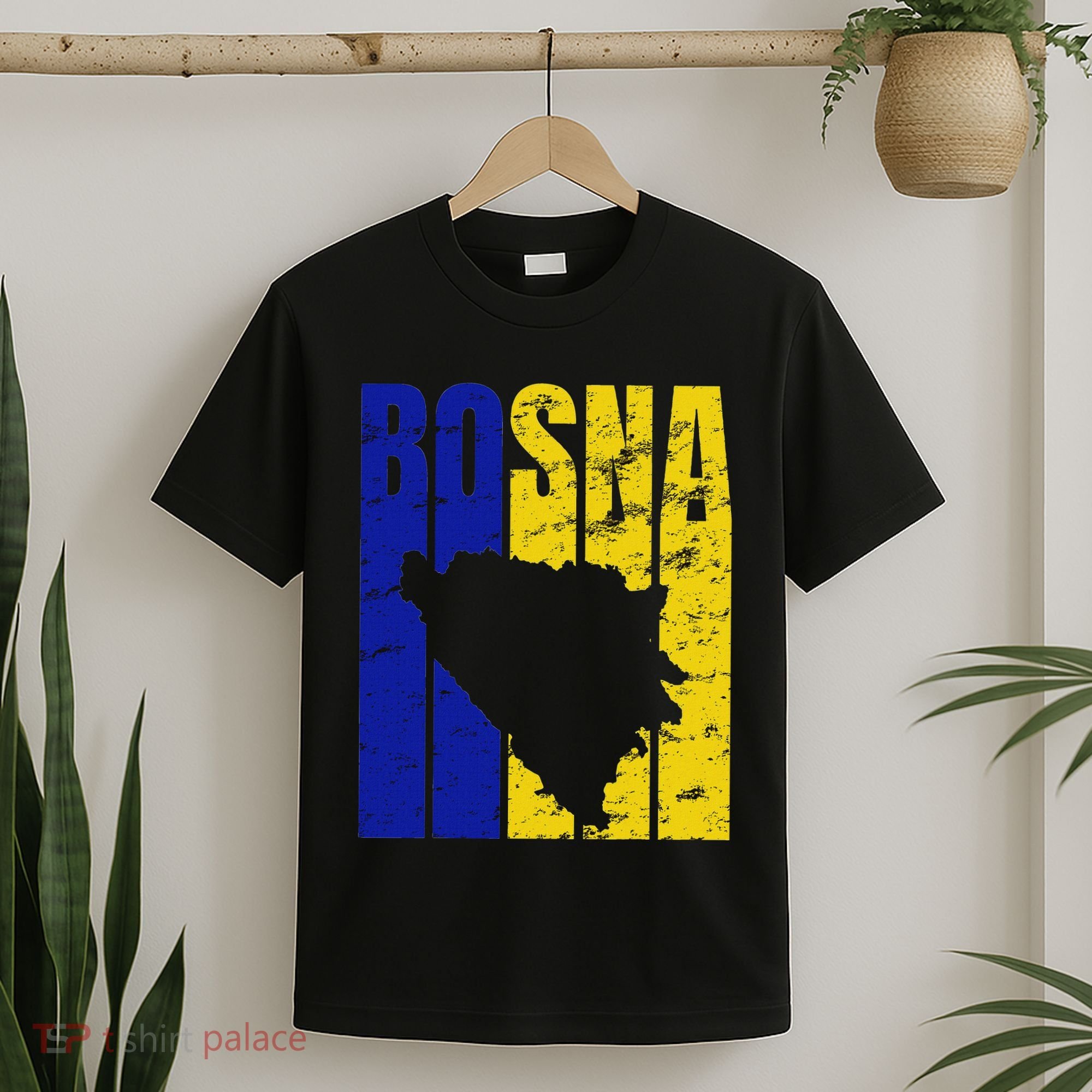 Distressed Bosna Silhouette Vintage Bosnia Flag T-Shirt