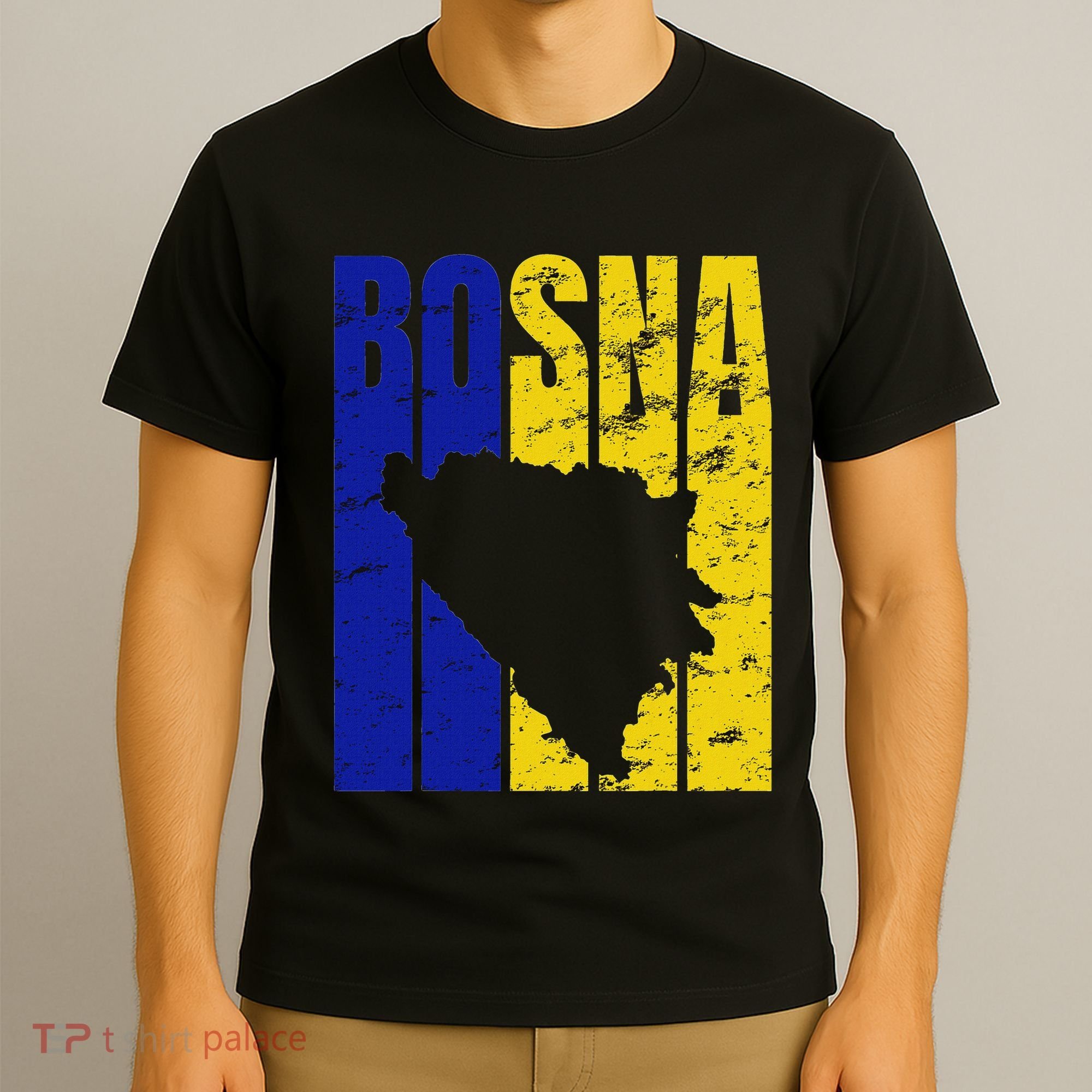 Distressed Bosna Silhouette Vintage Bosnia Flag T-Shirt