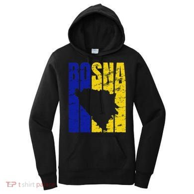 Distressed Bosna Silhouette Vintage Bosnia Flag Women's Hoodie