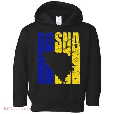 Distressed Bosna Silhouette Vintage Bosnia Flag Toddler Hoodie