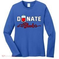 Donate Blood Saved Life National Blood Donor Awareness Month Gift Women's Long Sleeve Shirt thumb 0