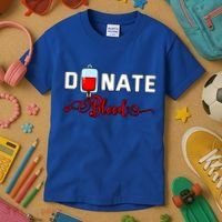 Donate Blood Saved Life National Blood Donor Awareness Month Gift Kids T-Shirt thumb 3