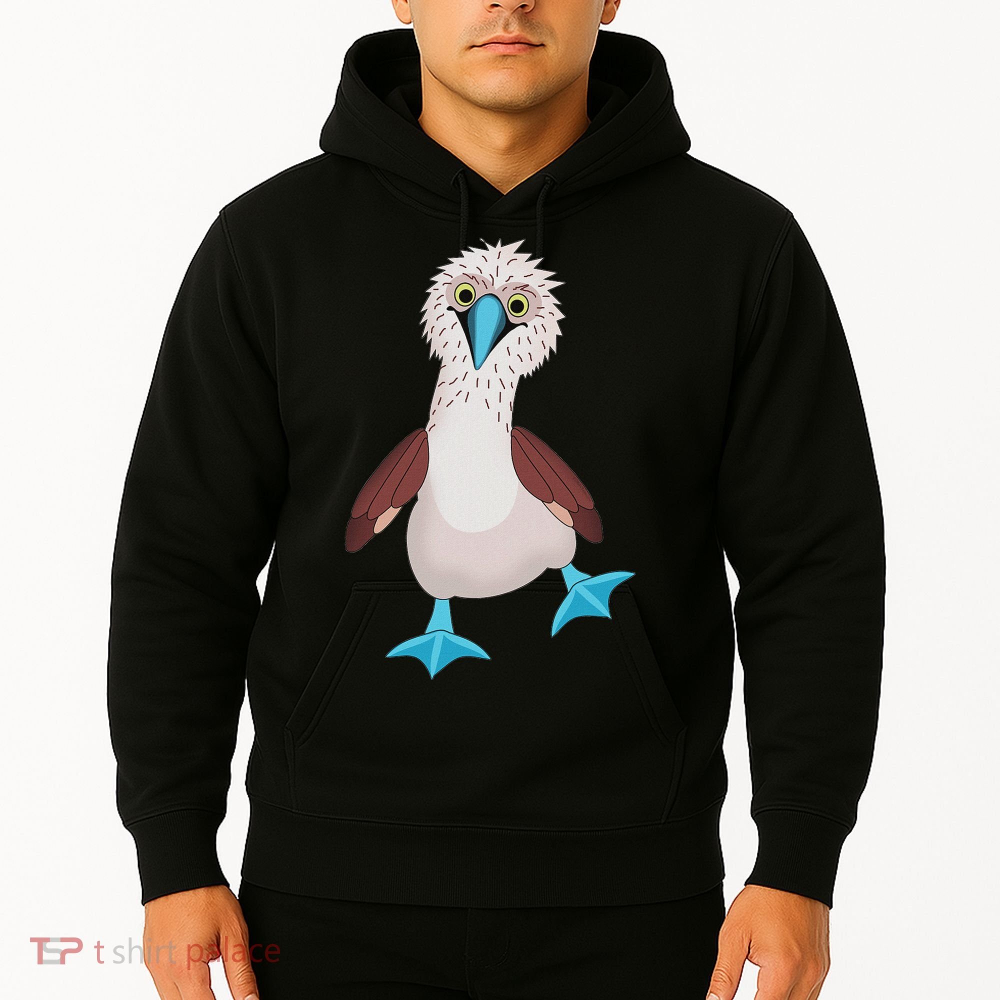 Dancing Booby Sea Bird Footed Blue Feet Drawing Hoodie