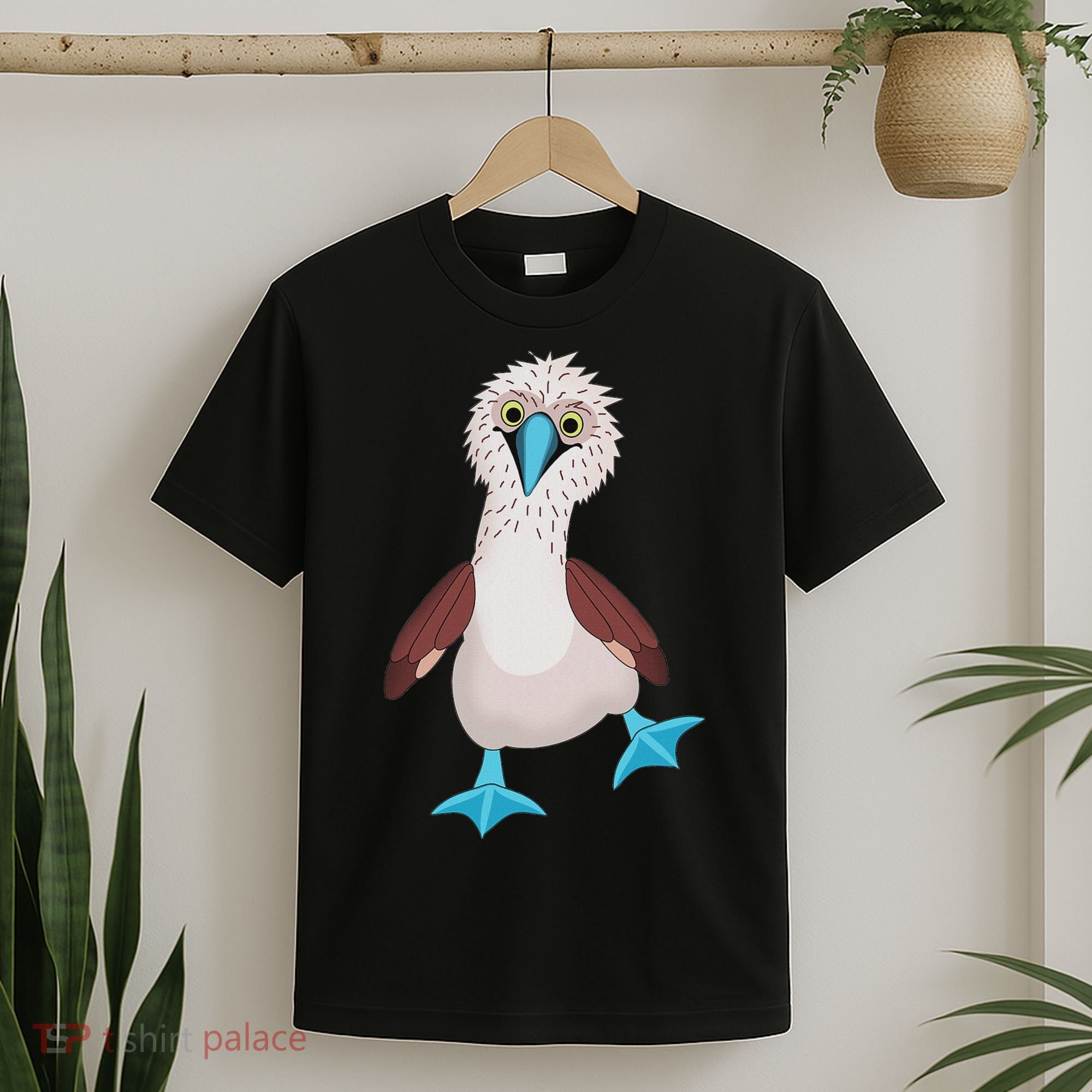 Dancing Booby Sea Bird Footed Blue Feet Drawing T-Shirt