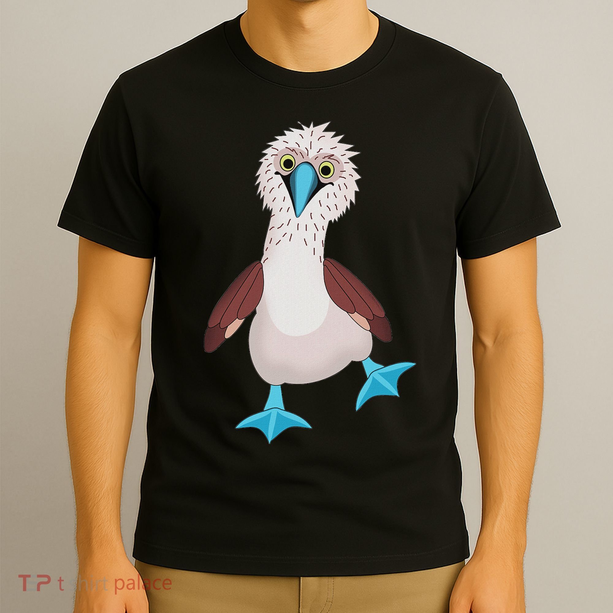 Dancing Booby Sea Bird Footed Blue Feet Drawing T-Shirt