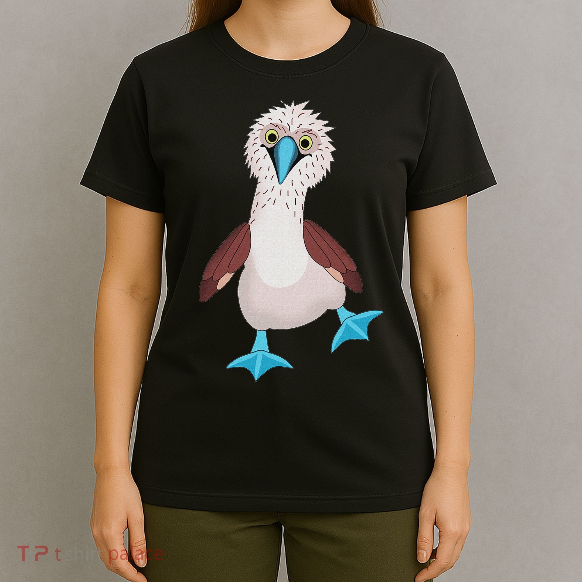 Dancing Booby Sea Bird Footed Blue Feet Drawing T-Shirt