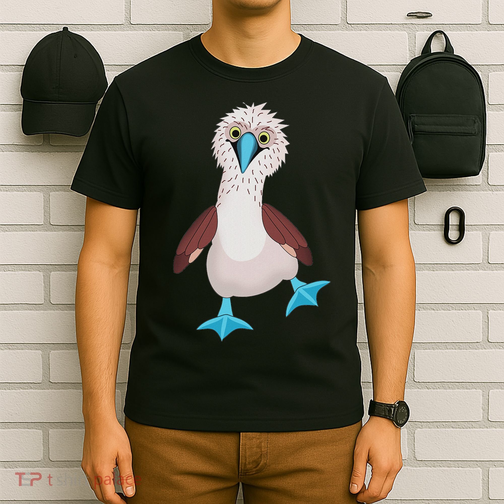 Dancing Booby Sea Bird Footed Blue Feet Drawing T-Shirt