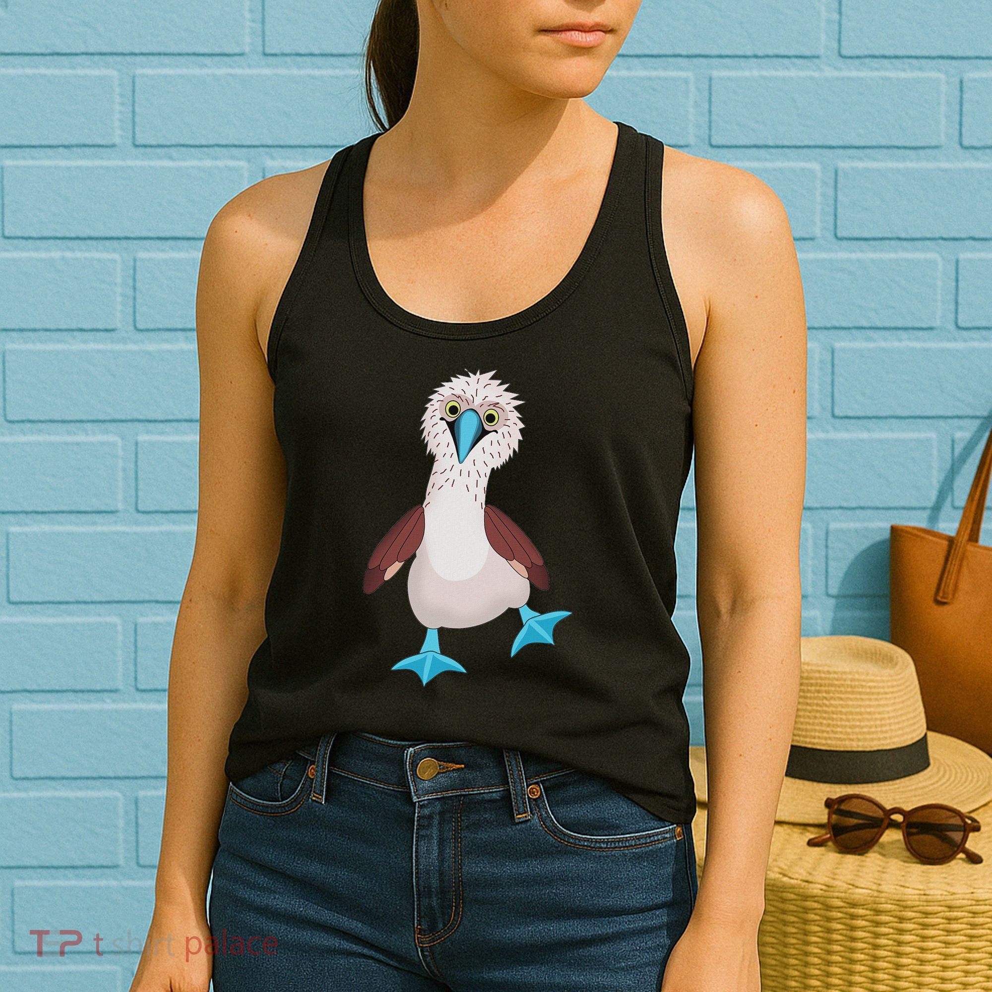 Dancing Booby Sea Bird Footed Blue Feet Drawing Women's Tank Top
