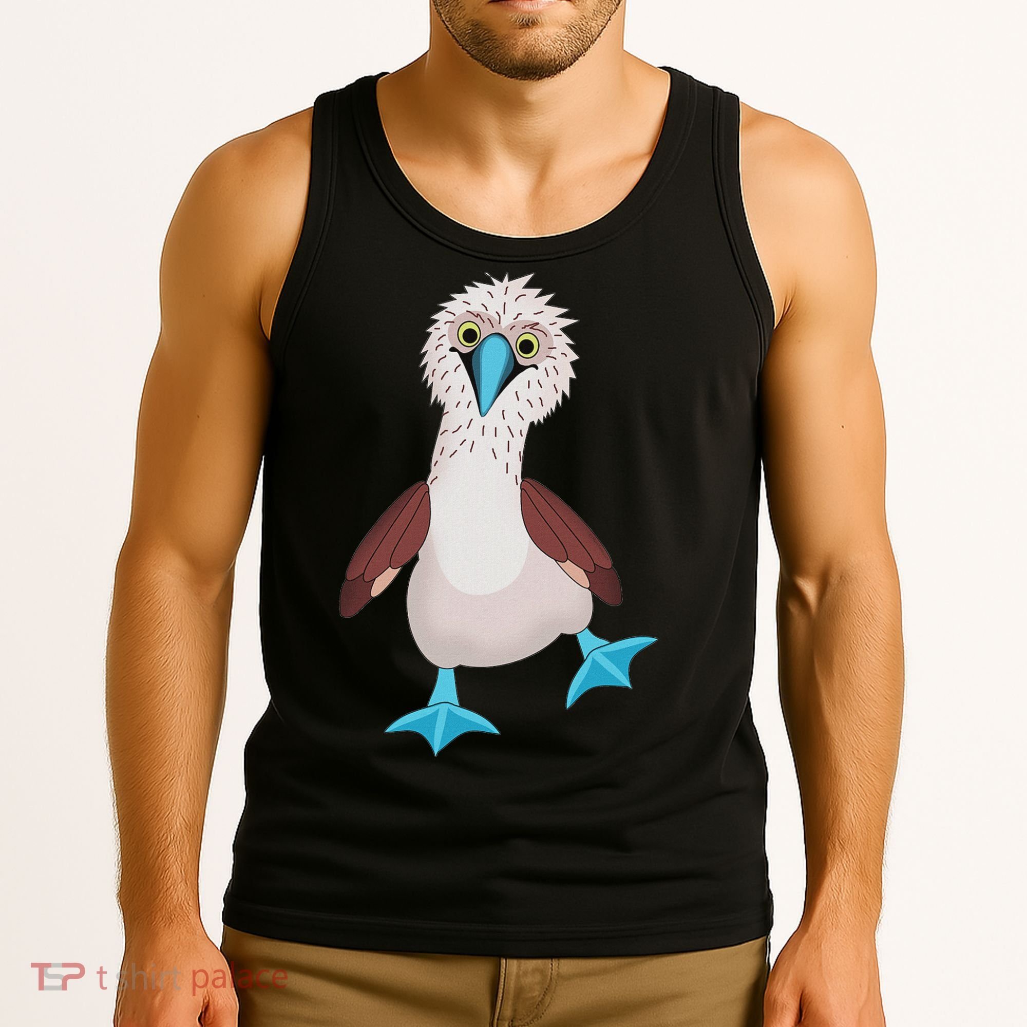 Dancing Booby Sea Bird Footed Blue Feet Drawing Tank Top