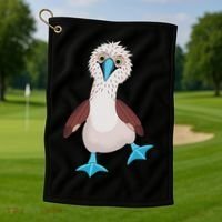 Dancing Booby Sea Bird Footed Blue Feet Drawing Golf Towel thumb 1
