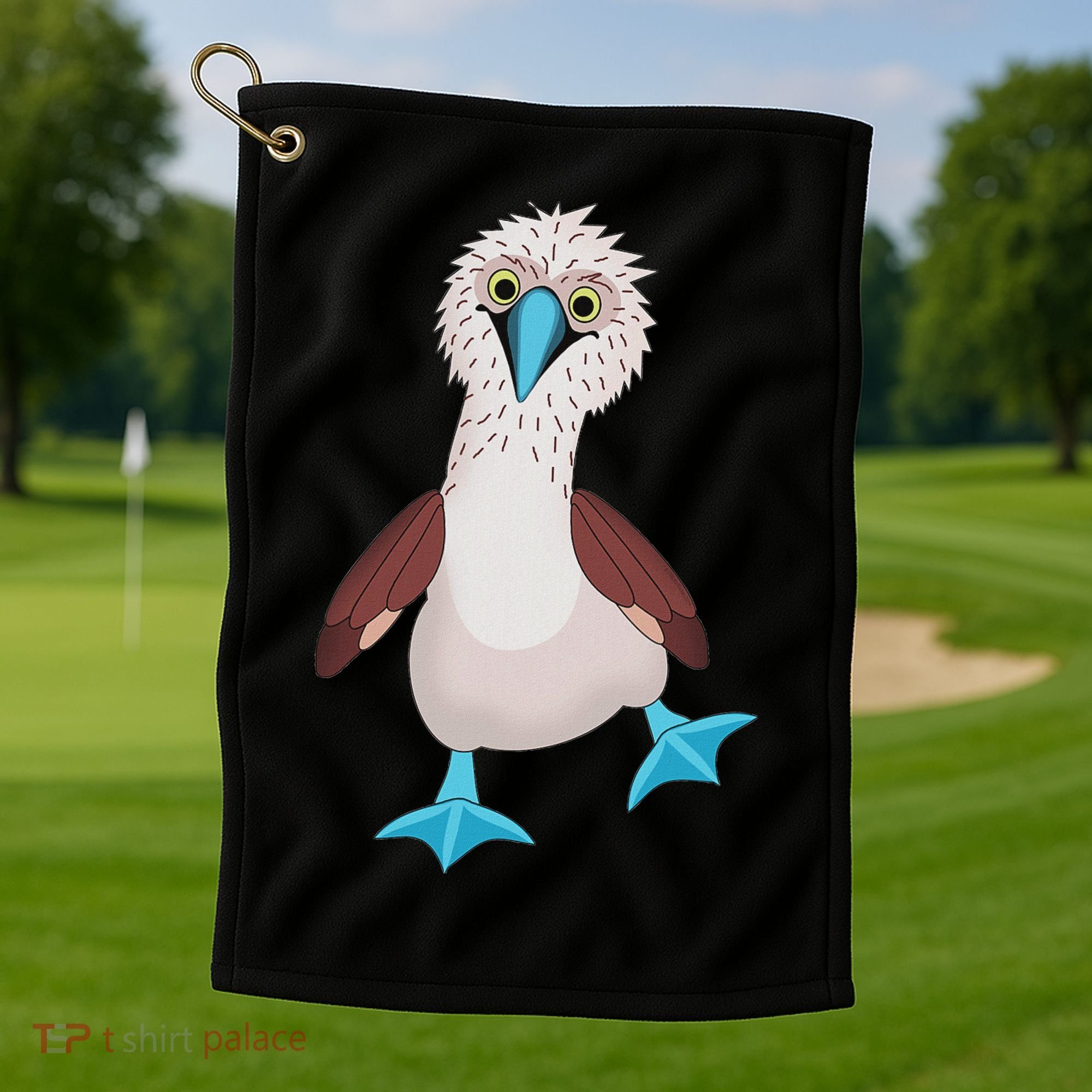 Dancing Booby Sea Bird Footed Blue Feet Drawing Golf Towel