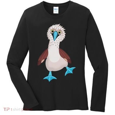 Dancing Booby Sea Bird Footed Blue Feet Drawing Women's Long Sleeve Shirt