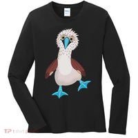 Dancing Booby Sea Bird Footed Blue Feet Drawing Women's Long Sleeve Shirt thumb 0