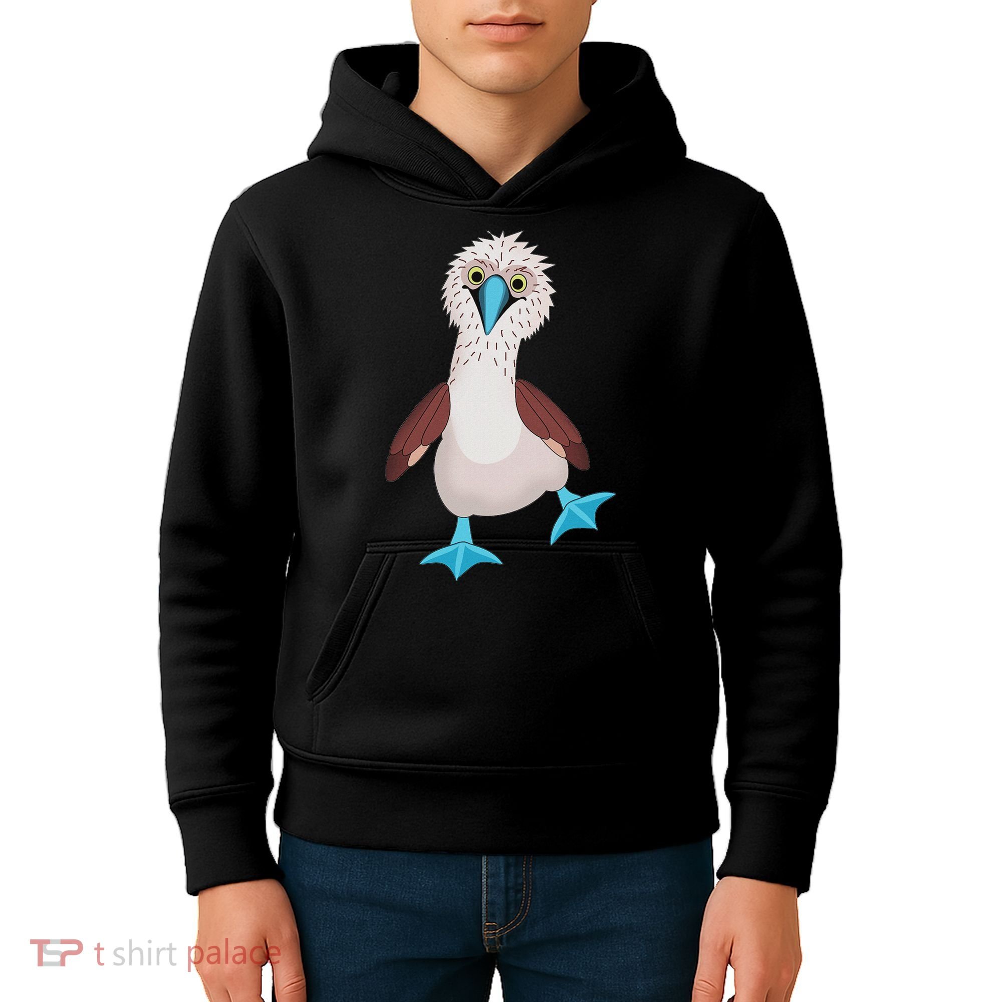 Dancing Booby Sea Bird Footed Blue Feet Drawing Kids Hoodie