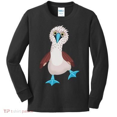 Dancing Booby Sea Bird Footed Blue Feet Drawing Kids Long Sleeve Shirt