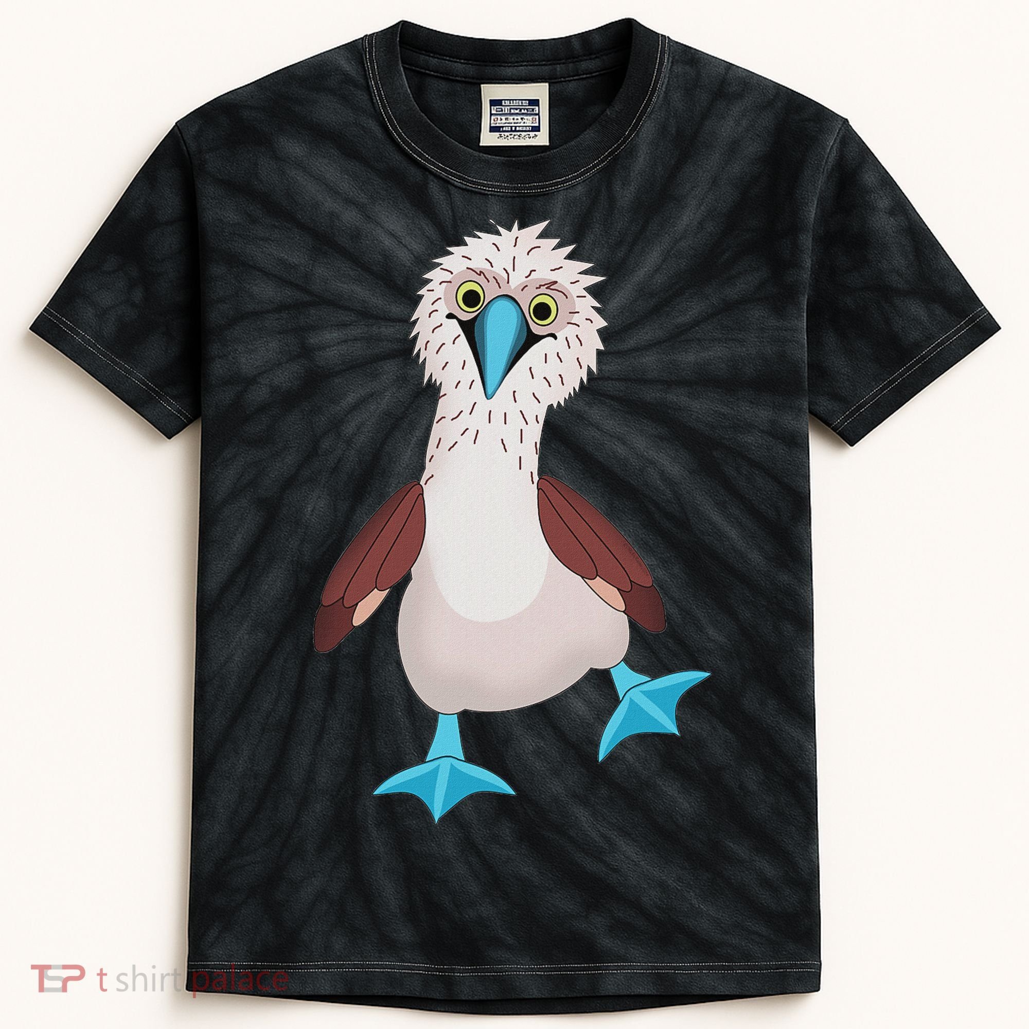 Dancing Booby Sea Bird Footed Blue Feet Drawing Kids Tie-Dye T-Shirt