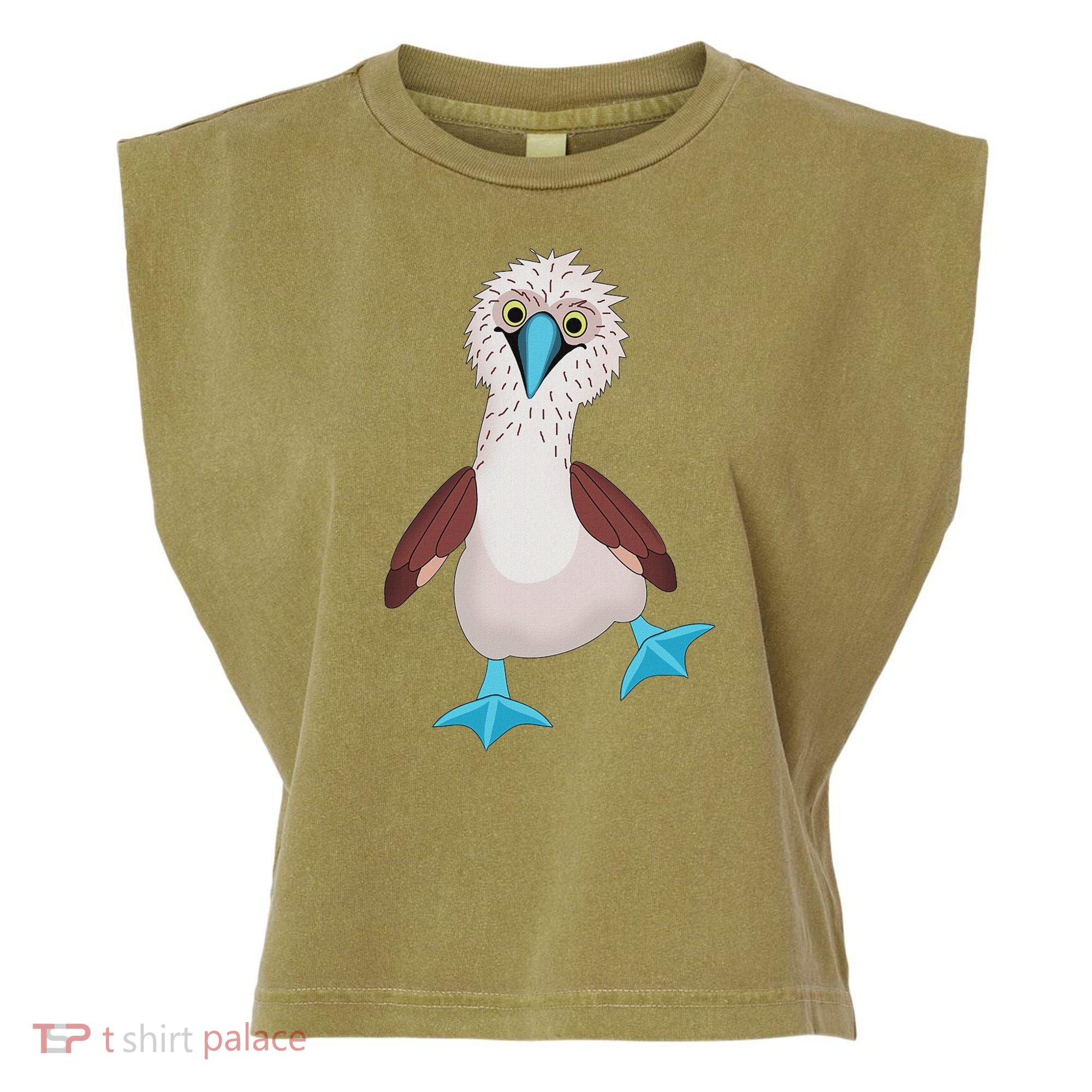 Dancing Booby Sea Bird Footed Blue Feet Drawing Garment-Dyed Women's Muscle Tee