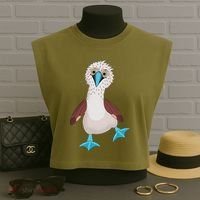Dancing Booby Sea Bird Footed Blue Feet Drawing Garment-Dyed Women's Muscle Tee thumb 3