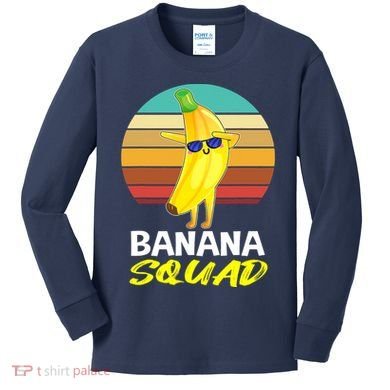 Dancing Banana Squad Funny Retro Vintage Kids Long Sleeve Shirt