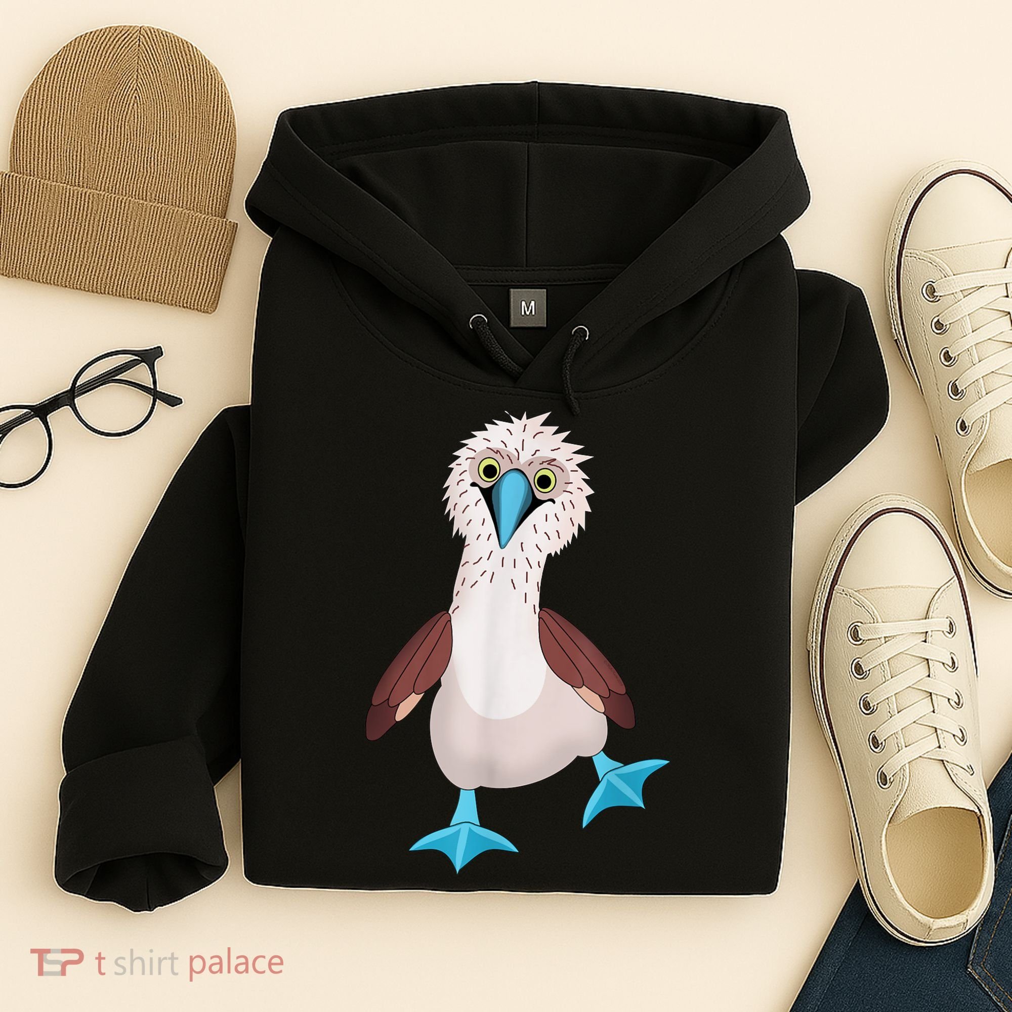 Dancing Booby Sea Bird Footed Blue Feet Drawing Hoodie
