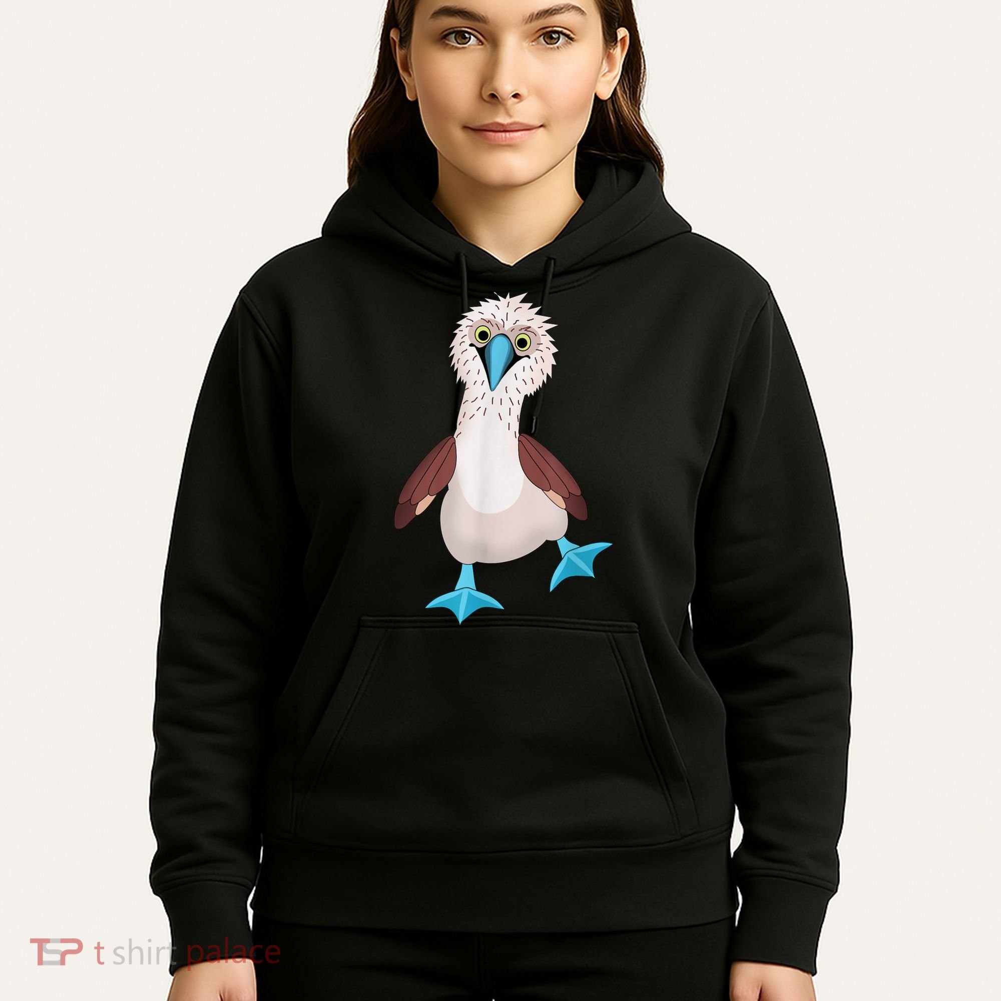 Dancing Booby Sea Bird Footed Blue Feet Drawing Hoodie