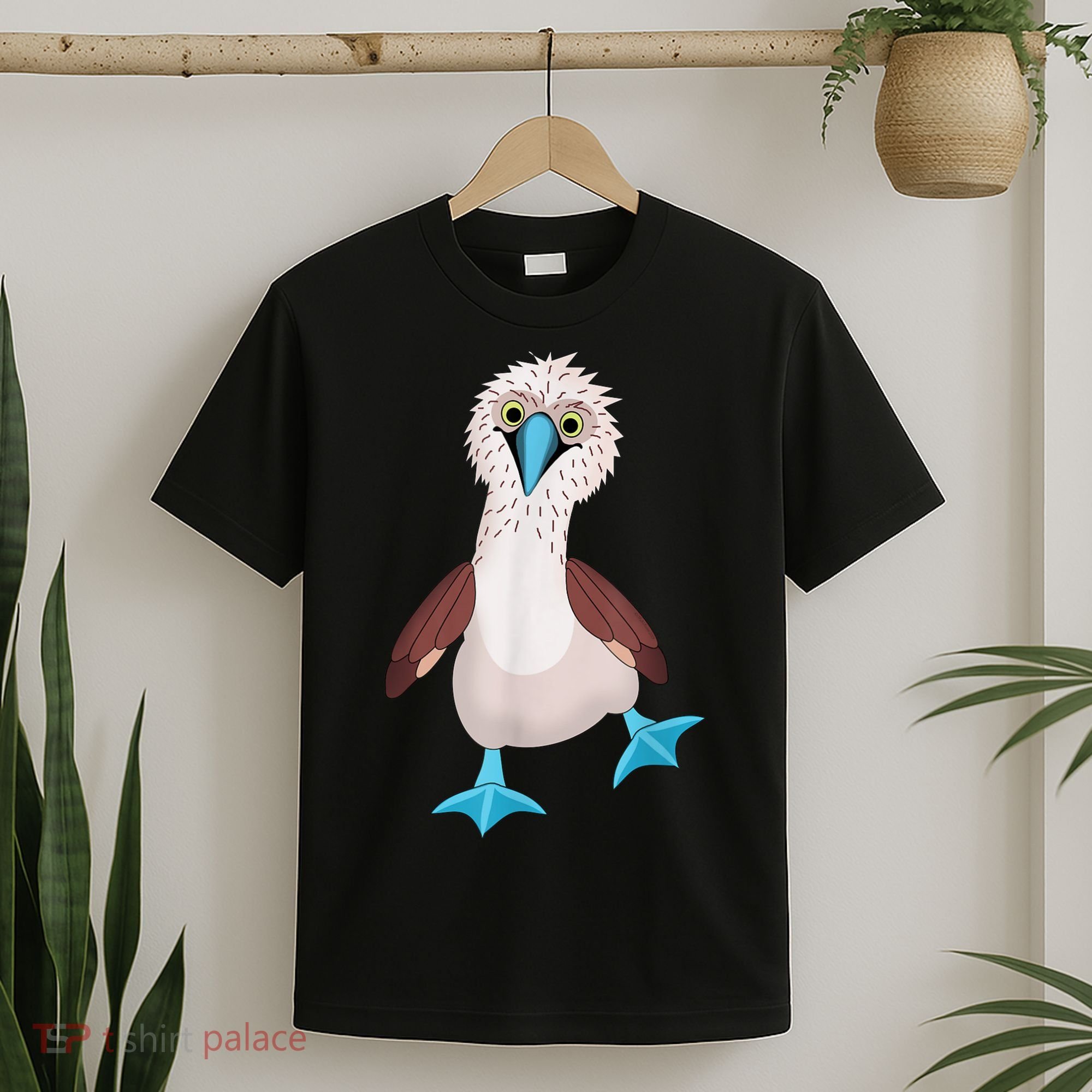 Dancing Booby Sea Bird Footed Blue Feet Drawing T-Shirt