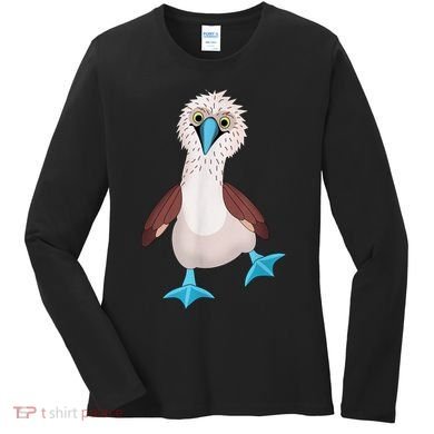 Dancing Booby Sea Bird Footed Blue Feet Drawing Women's Long Sleeve Shirt