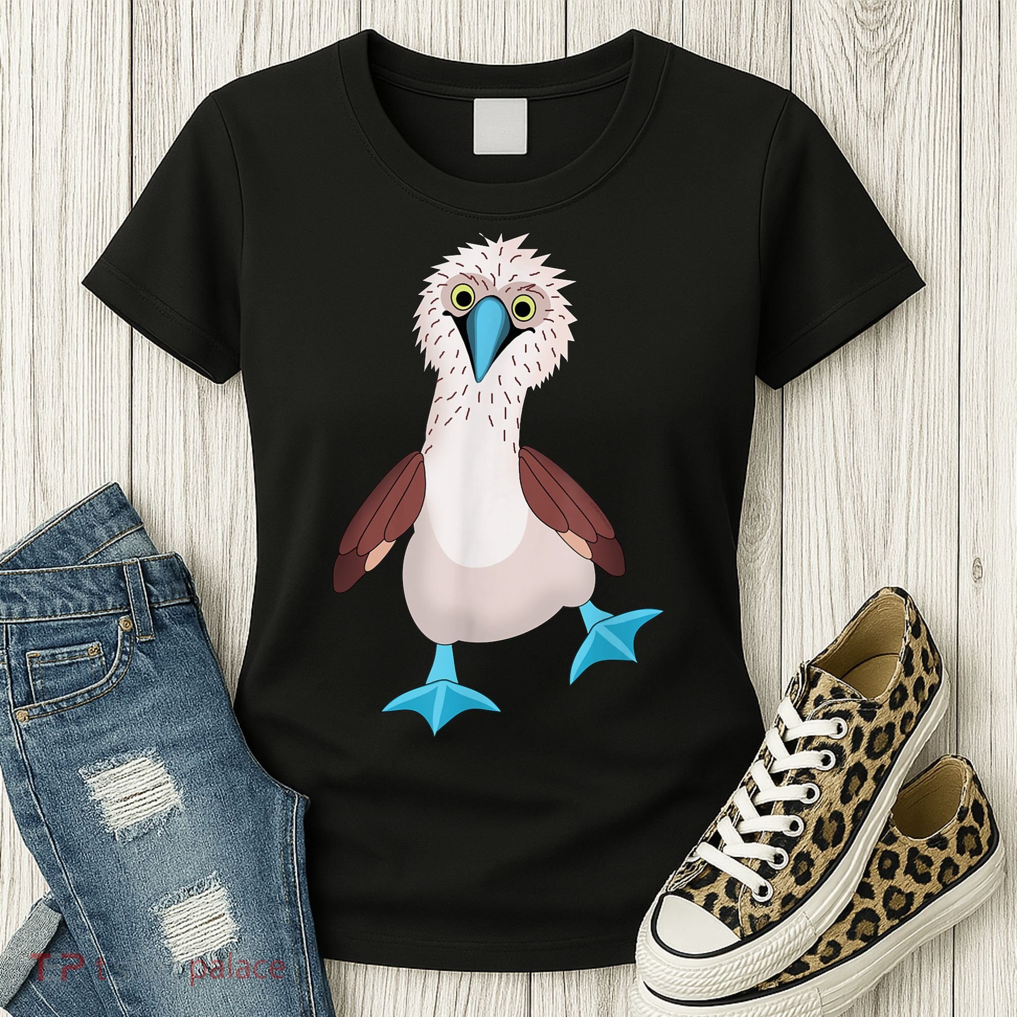 Dancing Booby Sea Bird Footed Blue Feet Drawing Women's T-Shirt