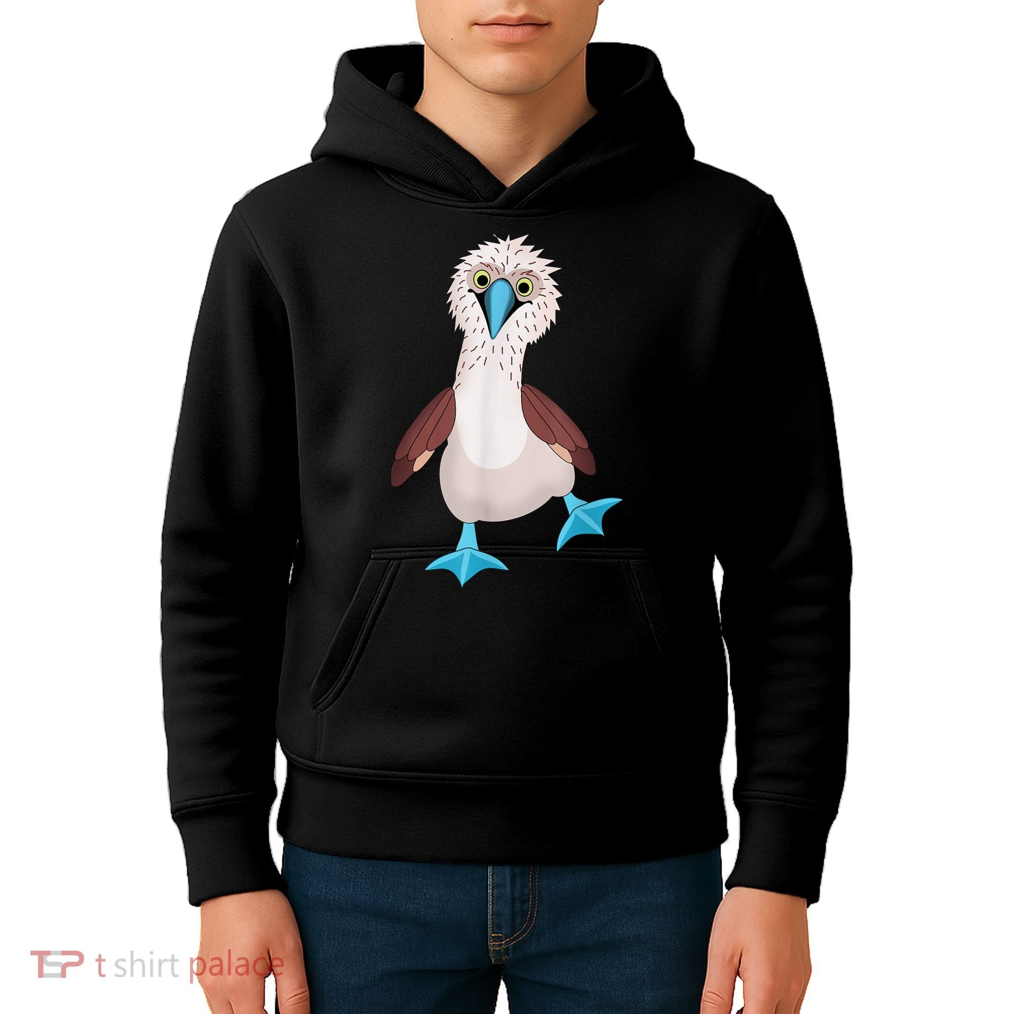 Dancing Booby Sea Bird Footed Blue Feet Drawing Kids Hoodie