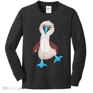 Dancing Booby Sea Bird Footed Blue Feet Drawing Kids Long Sleeve Shirt