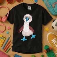 Dancing Booby Sea Bird Footed Blue Feet Drawing Kids T-Shirt thumb 3
