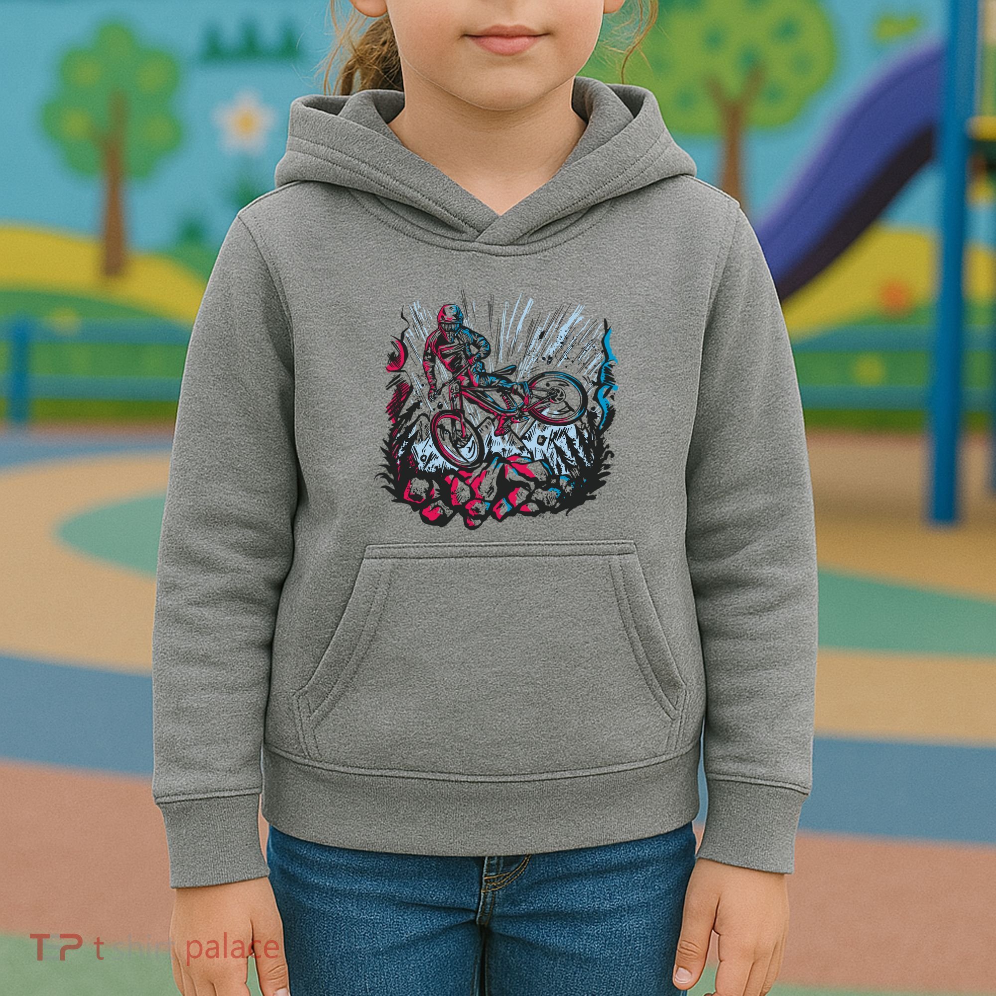 Downhill Biker Stunt Kids Hoodie