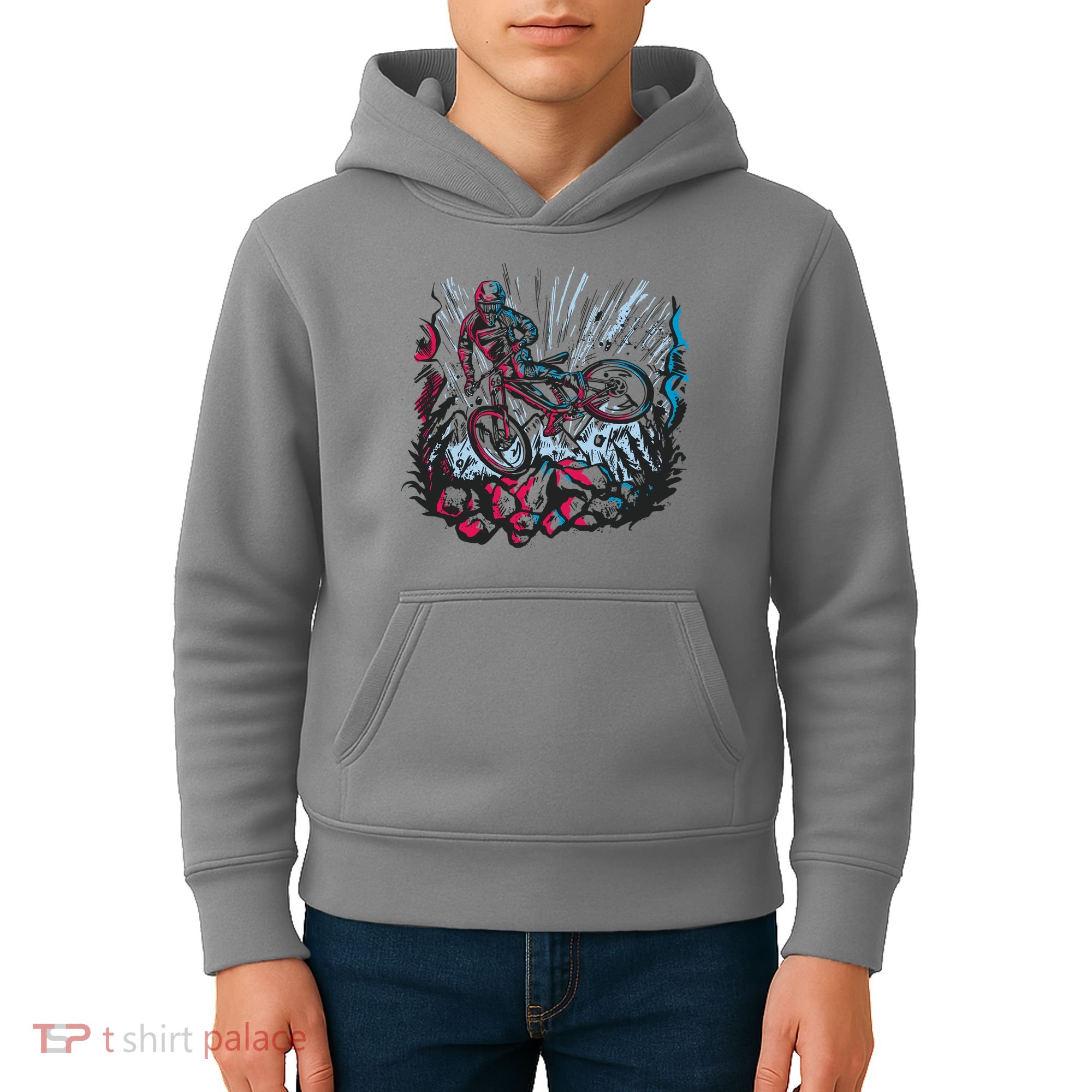 Downhill Biker Stunt Kids Hoodie