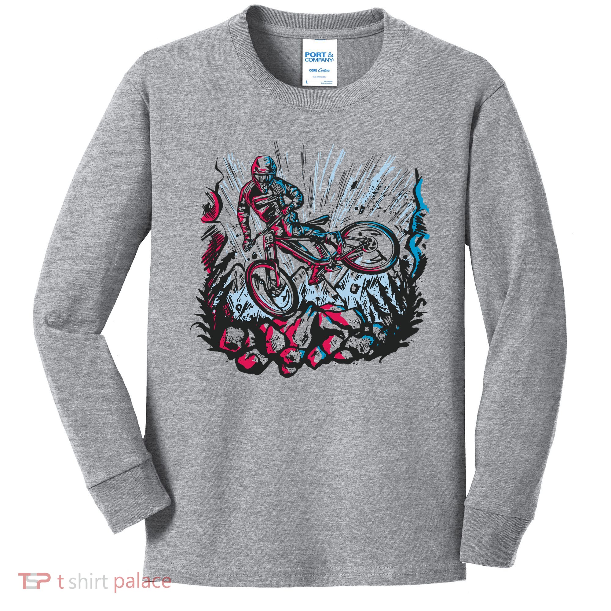 Downhill Biker Stunt Kids Long Sleeve Shirt