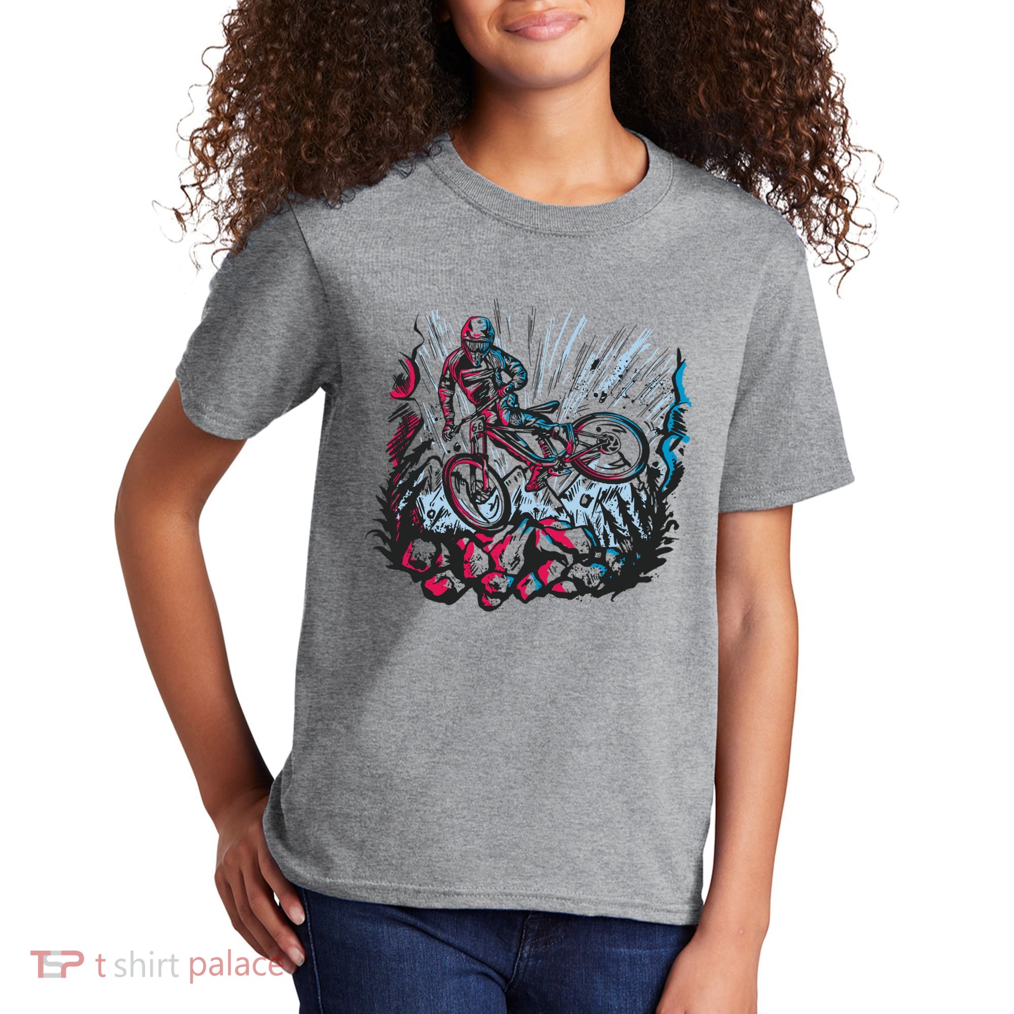 Downhill Biker Stunt Kids T-Shirt