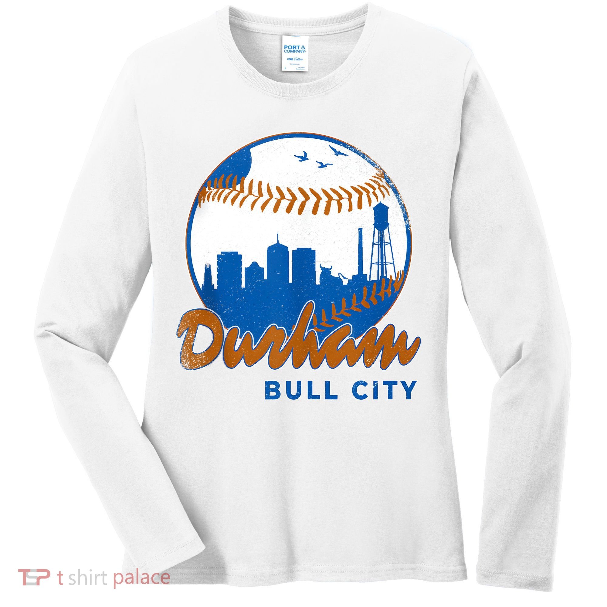 Durham Baseball Skyline Classic Bull City North Carolina Women's Long Sleeve Shirt