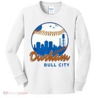 Durham Baseball Skyline Classic Bull City North Carolina Kids Long Sleeve Shirt thumb 0