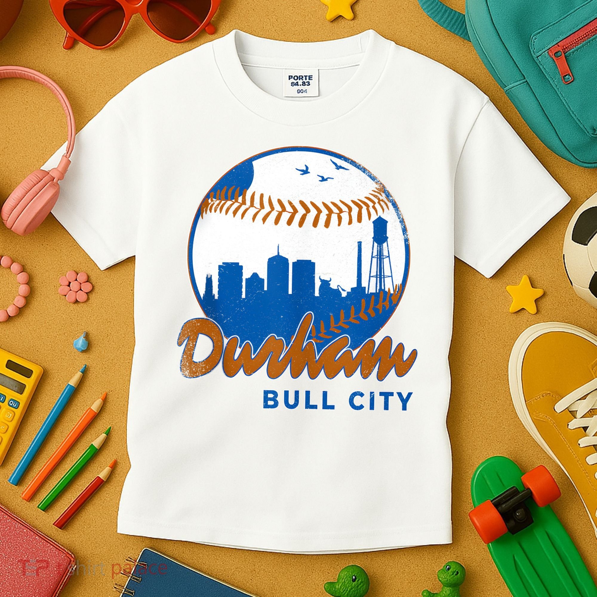 Durham Baseball Skyline Classic Bull City North Carolina Kids T-Shirt