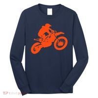 Dirt Bike Shirt For Boys Orange Silhouette Motocross Racing Long Sleeve Shirt thumb 0