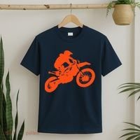 Dirt Bike Shirt For Boys Orange Silhouette Motocross Racing T-Shirt thumb 2