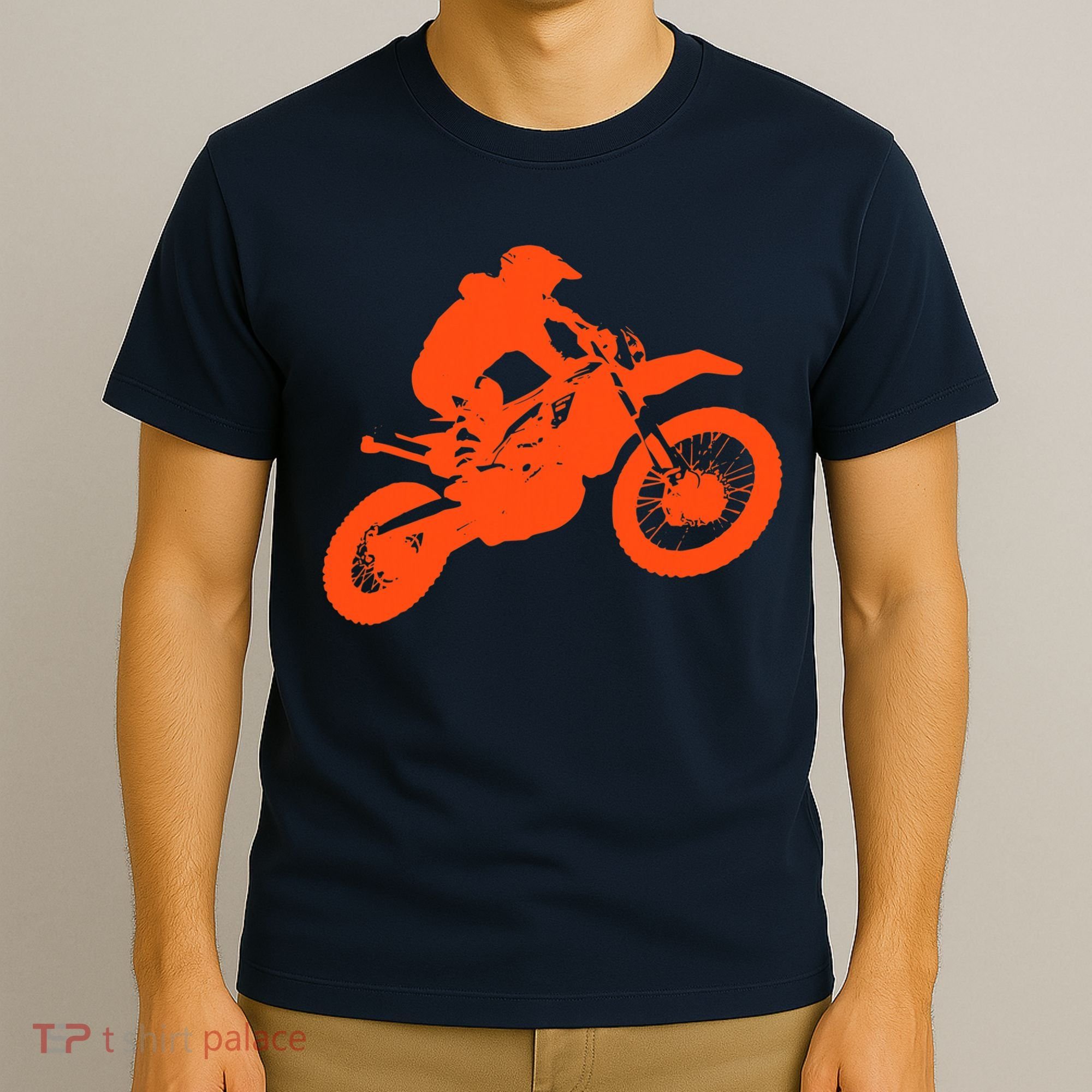 Dirt Bike Shirt For Boys Orange Silhouette Motocross Racing T-Shirt