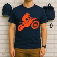 Dirt Bike Shirt For Boys Orange Silhouette Motocross Racing T-Shirt thumb 6