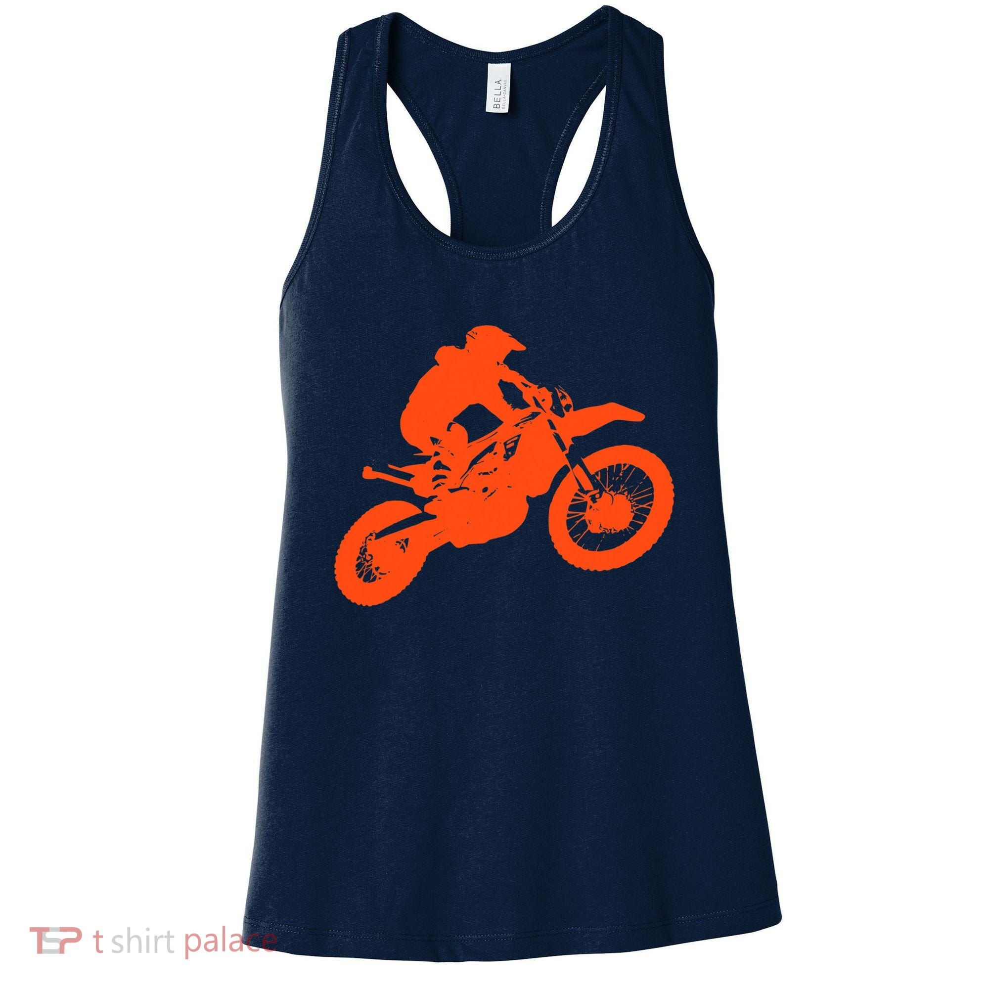 Dirt Bike Shirt For Boys Orange Silhouette Motocross Racing Women's Tank Top