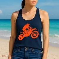 Dirt Bike Shirt For Boys Orange Silhouette Motocross Racing Women's Tank Top thumb 2