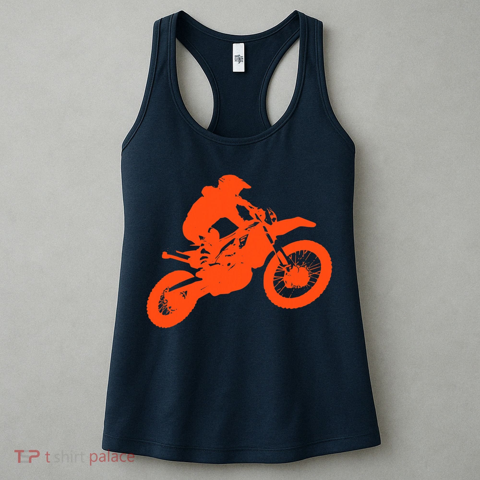 Dirt Bike Shirt For Boys Orange Silhouette Motocross Racing Women's Tank Top