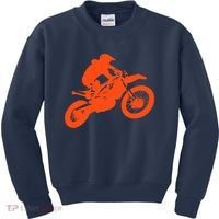 Dirt Bike Shirt For Boys Orange Silhouette Motocross Racing Kids Sweatshirt thumb 0